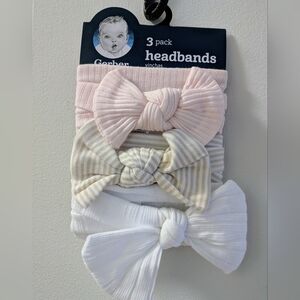 NWT 3 Pack - Gerber Baby Girl Soft and Stretchy Headbands